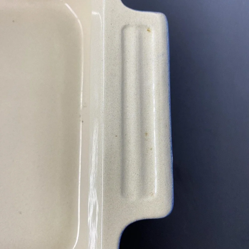 Le Creuset Rectangular Baking Dish 10x7x2 Blue Ceramic Pan France Bakeware